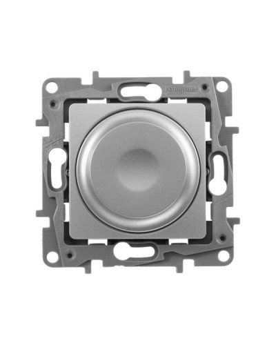 Поворотный светорегулятор Legrand 3 - 300 ВТ серии Etika. Цвет Алюминий.