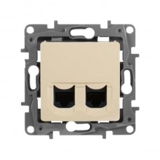 Розетка информационная Legrand двойная RJ45 - категория 5е - UTP серии Etika. Цвет Слоновая кость.