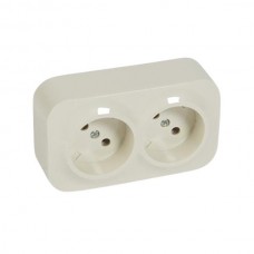 Розеточный блок Legrand 2 x 2К без шторок - 16 A - 250 В~ IP 20 серии Quteo. Цвет Слоновая кость.