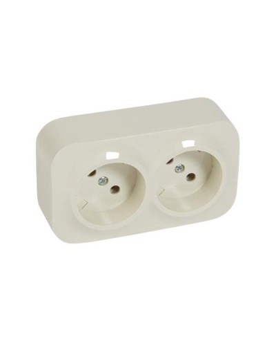 Розеточный блок Legrand 2 x 2К без шторок - 16 A - 250 В~ IP 20 серии Quteo. Цвет Слоновая кость.