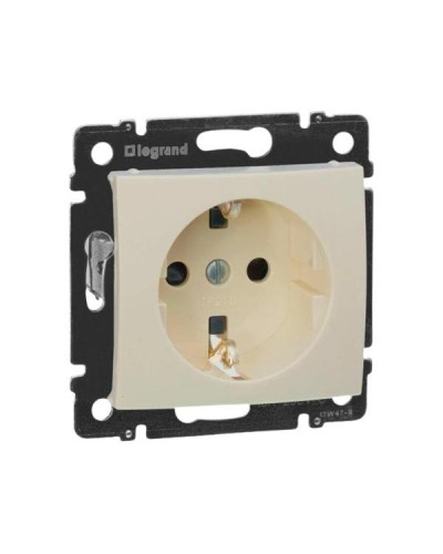 Розетка Legrand с защитной шторкой, с заземлением серии Valena. Цвет Слоновая кость. Артикул 774122
