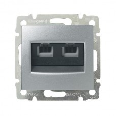 Розетка 2xRJ11 Legrand серии Valena. Цвет Алюминий.