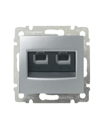 Розетка 2xRJ11 Legrand серии Valena. Цвет Алюминий.