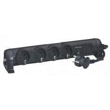 Удлинитель Legrand 4X2К+З 1,5м с УЗИП чер.