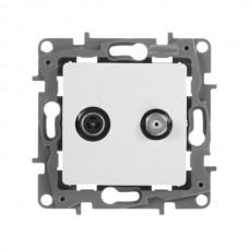 Розетка TV Legrand двухкабельная - 2 дБ - 0-2400 мГц серии ETIKA. Цвет Белый.