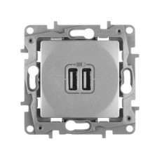 Розетка 2хUSB Legrand 240В/5В 2400мА серии Etika. Цвет Алюминий.