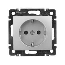 Розетка Legrand 2К+З серии Valena. Цвет Алюминий. Артикул 770120