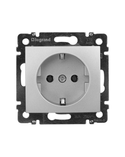 Розетка Legrand 2К+З серии Valena. Цвет Алюминий. Артикул 770120