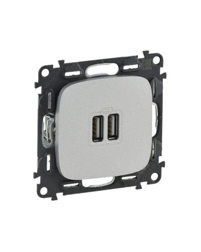 Розетка 2хUSB Legrand 240В/5В 1500мА серии Valena-Allure. Цвет Алюминий.