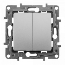 Переключатель Legrand двухклавишный серии Etika. Цвет Алюминий.