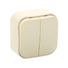 Выключатель Legrand двухклавишный 10 A - 250 B~ IP 20 серии Quteo. Цвет Слоновая кость.