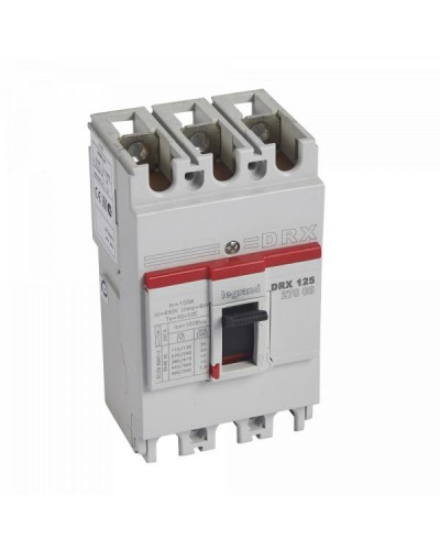 Автоматический выключатель Legrand DRX 125 B - с фиксированными уставками - 10 кА - 415 В~ - 3П - 100 A. Артикул 027008
