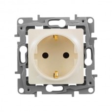Розетка Legrand 2К+З - немецкий стандарт - 16 А - 250 В~ серии Etika. Цвет Слоновая кость.