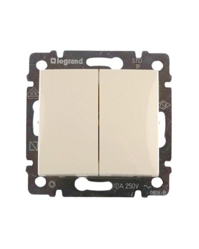 Выключатель без фиксации перекидной двухклавишный Legrand Valena - 10 A - 250 В~ - слоновая кость.