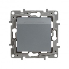 Выключатель Legrand 1-полюсный, 2 А, серии Etika. Цвет Алюминий.