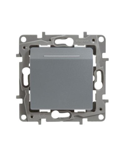 Выключатель Legrand 1-полюсный, 2 А, серии Etika. Цвет Алюминий.