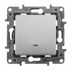 Выключатель Legrand 10 А, с подсветкой серии Etika. Цвет Алюминий.