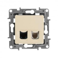 Розетка Legrand RJ11 + RJ45 - категория 5 - UTP серии Etika. Цвет Слоновая кость.