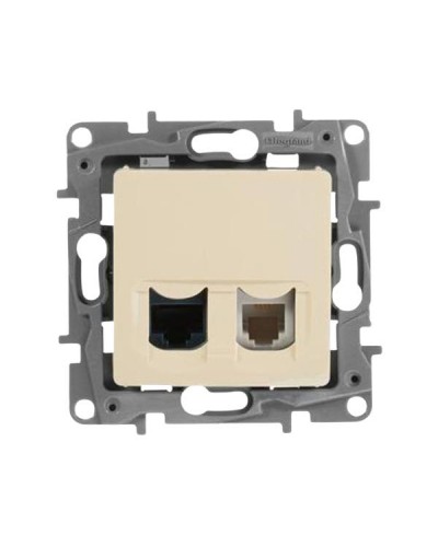 Розетка Legrand RJ11 + RJ45 - категория 5 - UTP серии Etika. Цвет Слоновая кость.