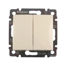 Выключатель Legrand двухклавишный 10A серии Valena. Цвет Слоновая кость.