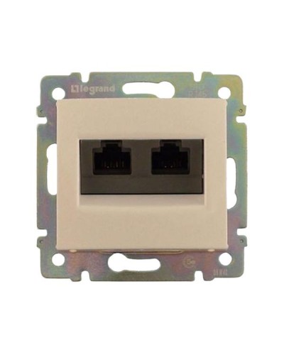 Розетка 2xRJ45 FTP Legrand UTP, категории 5е, два выхода на захватах серии Valena. Цвет Слоновая кость.