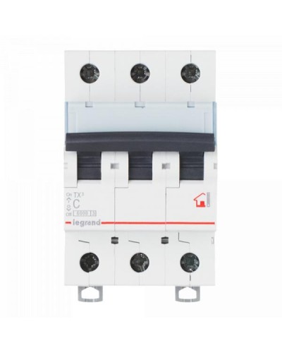 Автоматический выключатель Legrand TX3 3 фазы 63A 3М (Тип C). Артикул 404062
