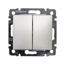 Переключатель Legrand на 2 направления двухклавишный 10A серии Valena. Цвет Алюминий.