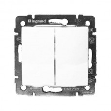 Выключатель Legrand двухклавишный 10A серии Valena. Цвет Белый.