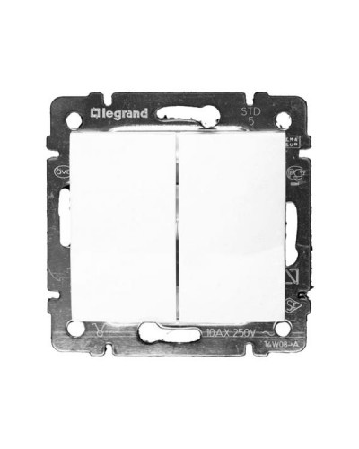 Выключатель Legrand двухклавишный 10A серии Valena. Цвет Белый.