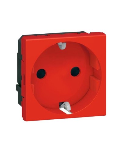 Розетка Legrand 2К+3 немецкий стандарт - 2 модуля серии Mosaic. Цвет Красный. Артикул 077218