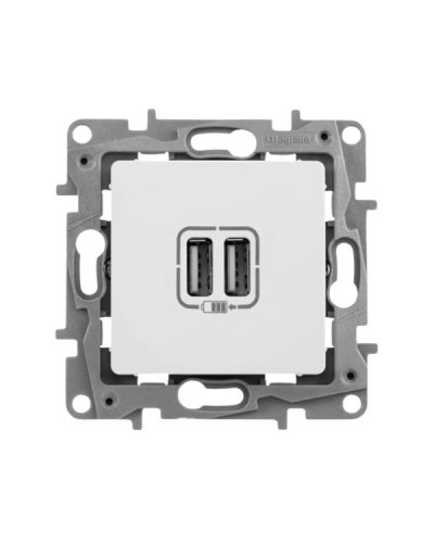 Розетка 2хUSB Legrand 240В/5В 2400мА серии Etika. Цвет Белый.