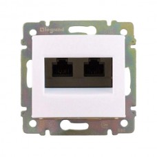Розетка 2xRJ45 FTP Legrand категория 6, UTP, на захватах, два выхода серии Valena. Цвет Белый.