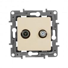 Розетка TV Legrand двухкабельная - 2 дБ - 0-2400 мГц серии ETIKA. Цвет Слоновая кость.