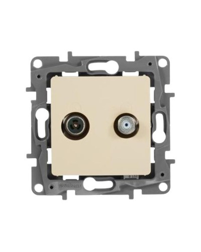 Розетка TV Legrand двухкабельная - 2 дБ - 0-2400 мГц серии ETIKA. Цвет Слоновая кость.