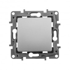 Выключатель без фиксации Legrand кнопка с Н.О./Н.З. контактом серии Etika. Цвет Алюминий.