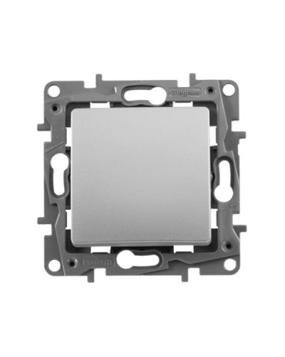 Выключатель без фиксации Legrand кнопка с Н.О./Н.З. контактом серии Etika. Цвет Алюминий.