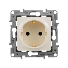 Розетка Legrand 2К+З со шторками - немецкий стандарт - 16 А - 250 В~ серии Etika. Цвет Слоновая кость.