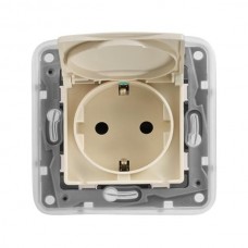 Розетка Legrand IP 44 с откидной крышкой и шторками, автоматические зажимы - 16 А серии Valena. Цвет Слоновая кость.