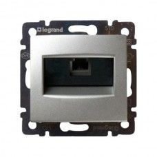 Розетка RJ45 FTP Legrand UTP, категории 5е, один выход на захватах серии Valena. Цвет Алюминий.
