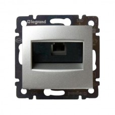 Розетка RJ45 FTP Legrand категория 6, UTP, на захватах, один выход серии Valena. Цвет Алюминий.
