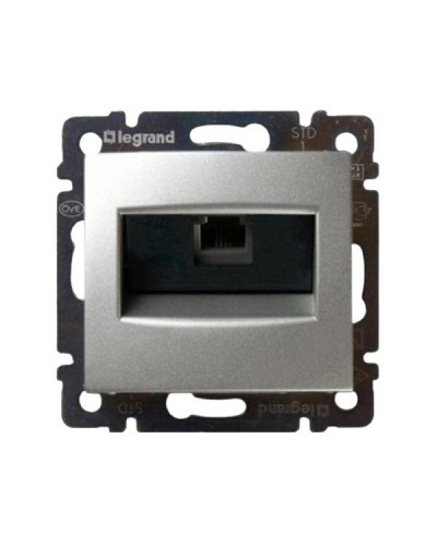 Розетка RJ45 FTP Legrand категория 6, UTP, на захватах, один выход серии Valena. Цвет Алюминий.