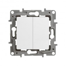 Выключатель Legrand двухклавишный - 10 A - 250 В~ серии Etika. Цвет Белый.