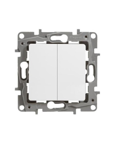 Выключатель Legrand двухклавишный - 10 A - 250 В~ серии Etika. Цвет Белый.