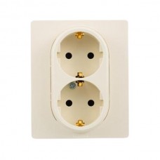 Розетка Legrand 2 x 2К+З - немецкий стандарт - 16 А - 250 В~ серии Etika. Цвет Слоновая кость.