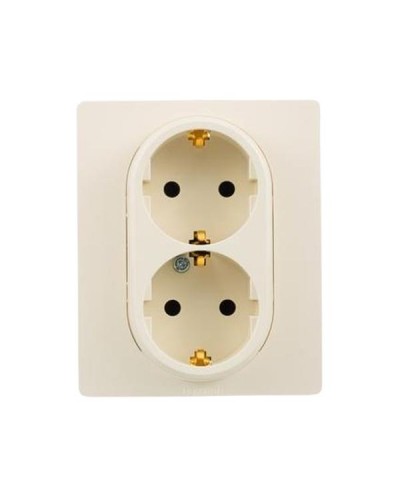 Розетка Legrand 2 x 2К+З - немецкий стандарт - 16 А - 250 В~ серии Etika. Цвет Слоновая кость.
