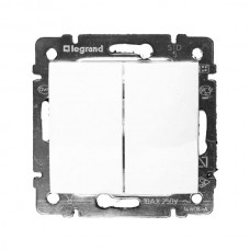 Переключатель Legrand на 2 направления двухклавишный 10A серии Valena. Цвет Белый.