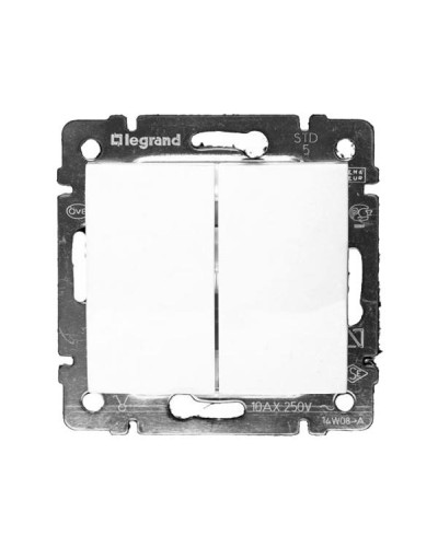 Переключатель Legrand на 2 направления двухклавишный 10A серии Valena. Цвет Белый.