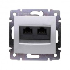 Розетка 2xRJ45 FTP Legrand серии Valena. Цвет Алюминий.