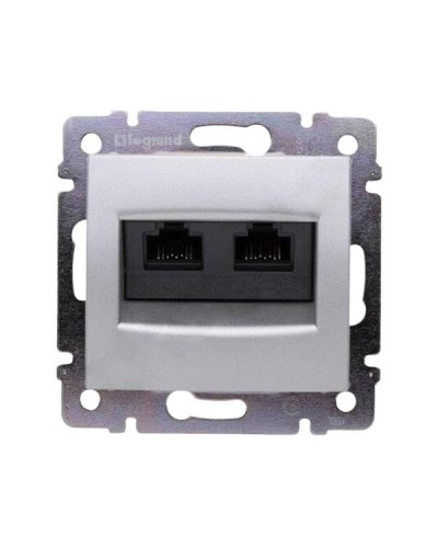 Розетка 2xRJ45 FTP Legrand серии Valena. Цвет Алюминий.