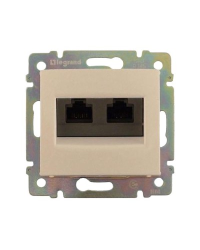 Розетка 2xRJ45 FTP Legrand категории 6, два выхода серии Valena. Цвет Слоновая кость.